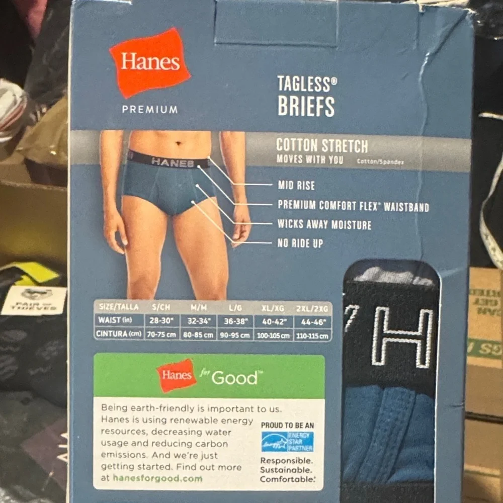 Hanes Premium Stretch Tagless Briefs - Blue, Red, Black
